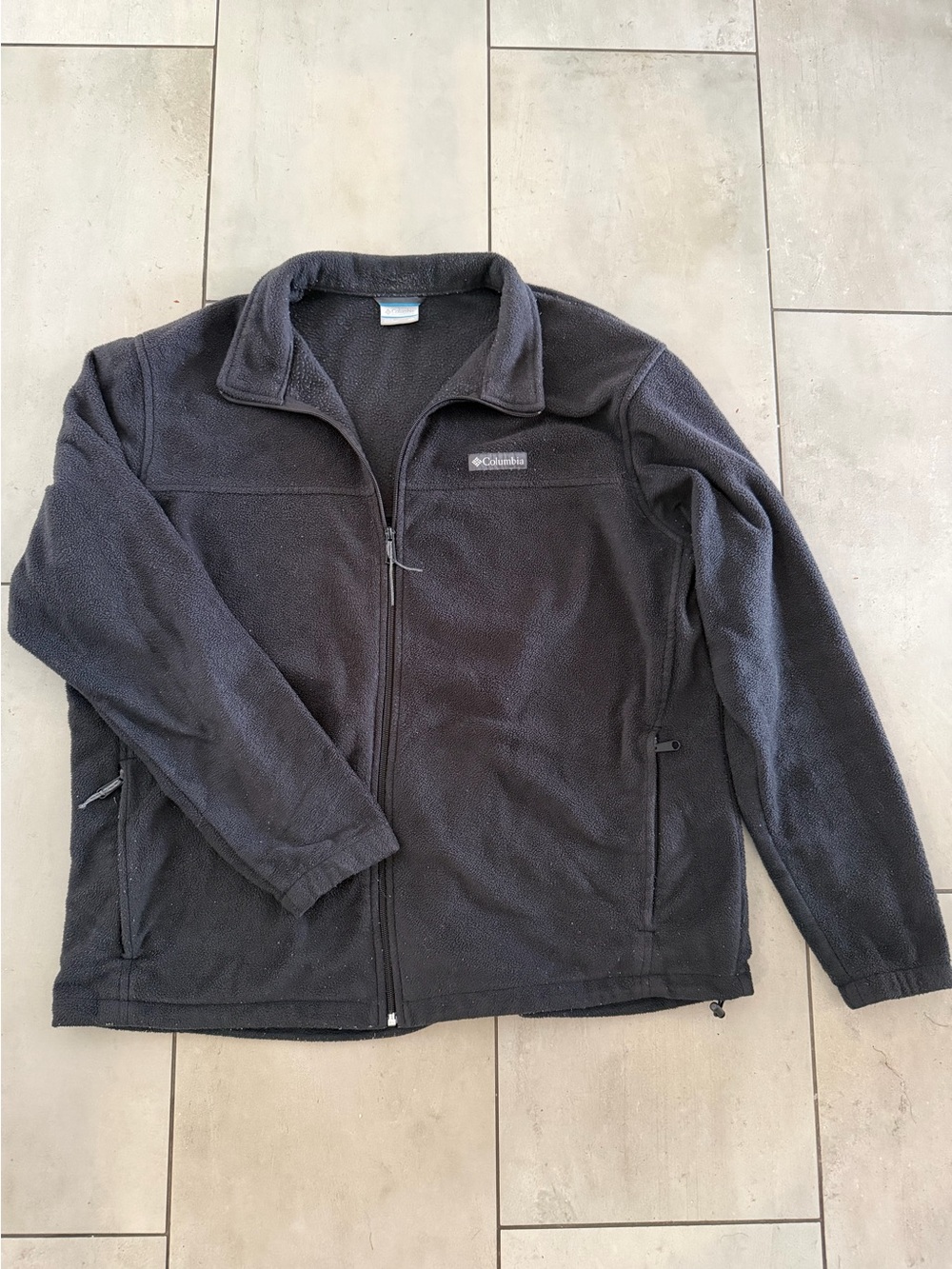 Columbia Men’s XXL Black Full Zip Fleece Jacket Zip Pockets Outdoor